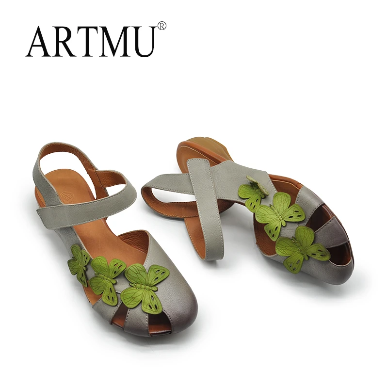 Artmu阿木原创复古手工包头凉鞋蝴蝶镂空女士凉鞋新款外穿1919-92