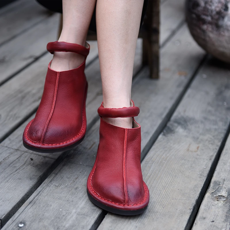 Artmu阿木原创新款单靴复古舒适大头鞋平底裸靴软底女靴174205L