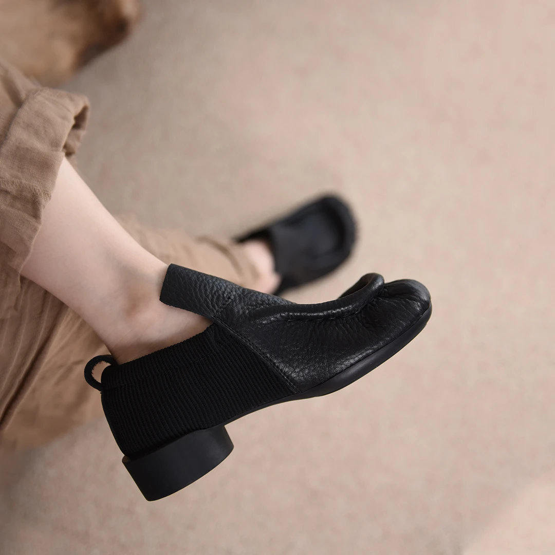 Artmu阿木复古小皮鞋深口单鞋粗跟鞋子女新款一脚蹬女鞋122QJ-33