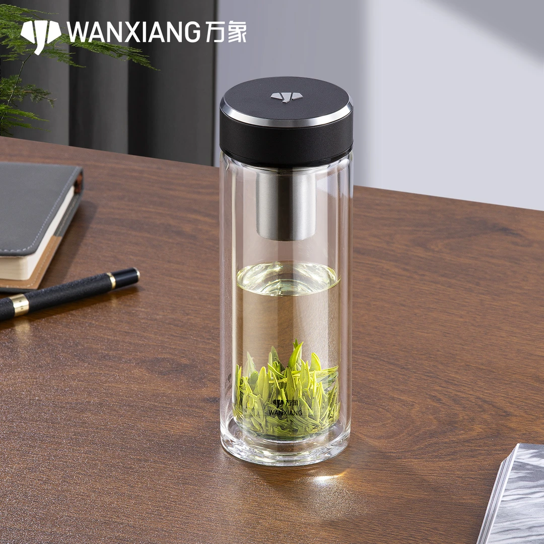 万象单双层玻璃杯新款商务高端磨砂车载男女泡茶杯大容量隔热防烫