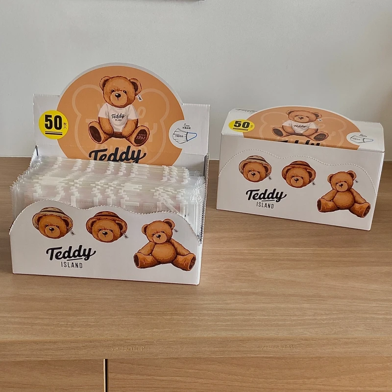 小狮子瑞恩Teddy Island联名卡通印花一次性口罩独立包装不勒耳朵