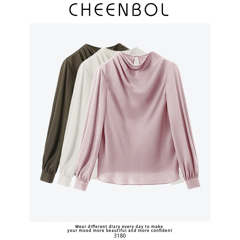 3180高级感衬衫女夏时尚气质2025新款法式小众设计感圆领上衣长袖