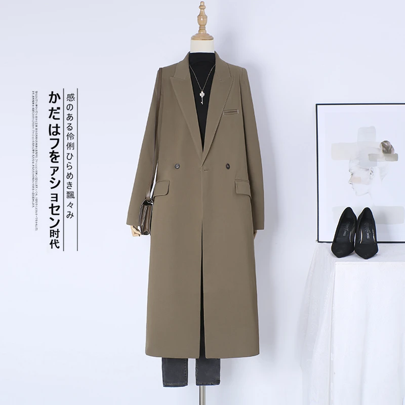 4446外套女秋冬新款双排扣气质时尚风衣高级感赫本风西装大衣