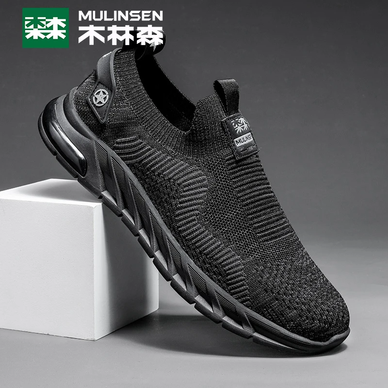 木林森男士春夏季新款透气轻便男鞋网面飞织旅游休闲运动鞋2116