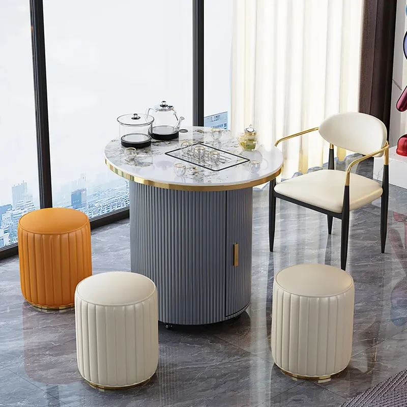 阳台客厅岩板泡茶桌现代简约家用小户型可移动功夫茶台烧水壶一体