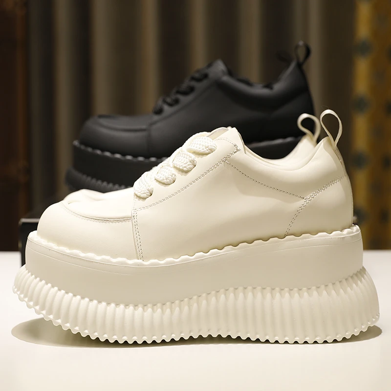 欧货饼干厚底松糕鞋女2025春季新款个性小个子百搭增高超高跟单鞋