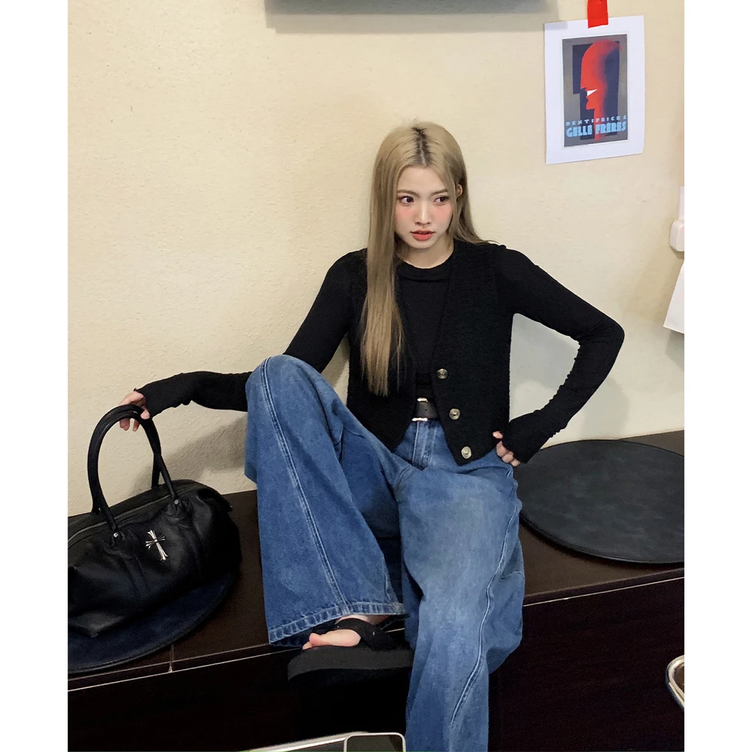 晶咕白标~【马甲】名媛小香风圆领宽松马甲气质短款时尚