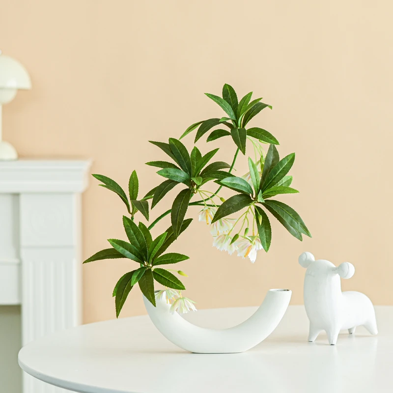 仿真绿植摆件水石榕塑胶花逼真轻奢塑胶花客厅摆件家居手工仿真花