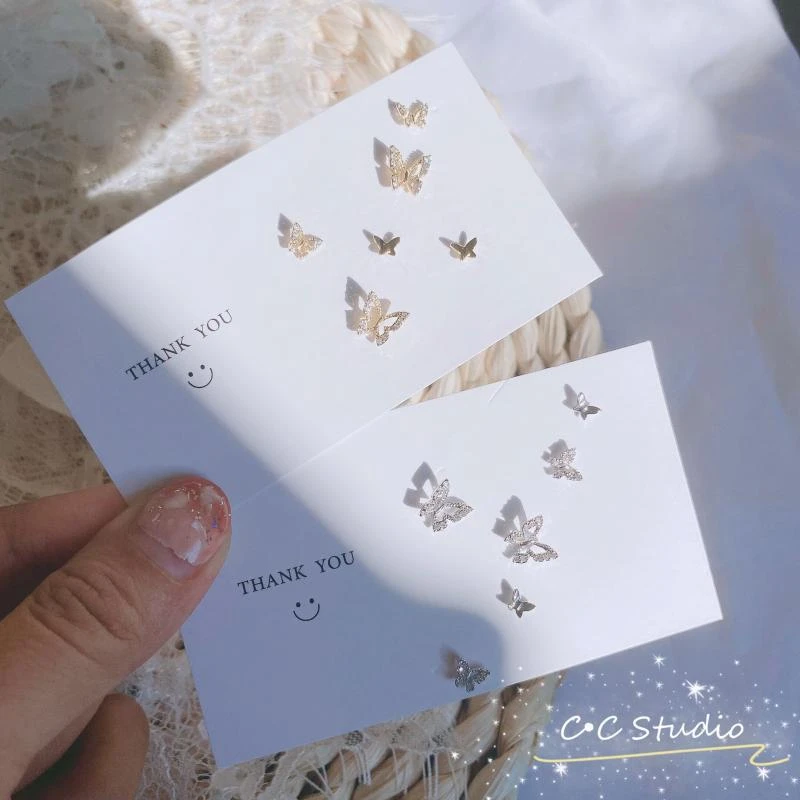 耳骨钉女养耳洞 立体小蝴蝶耳钉高级感双耳洞耳钉女个性气质时尚