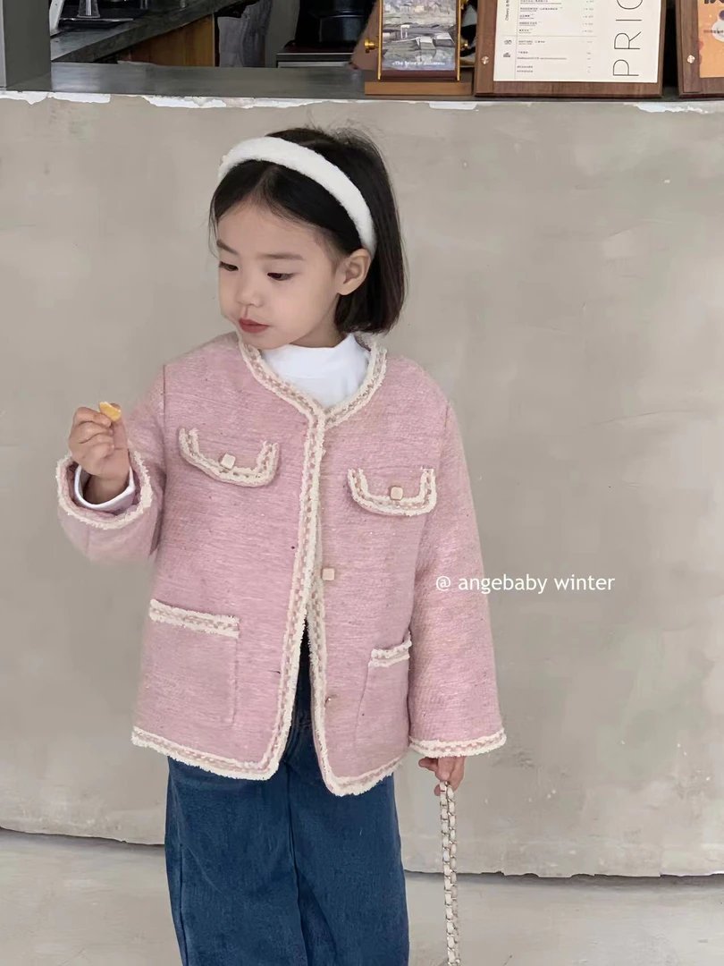 安家 女童小香风夹棉外套 6130