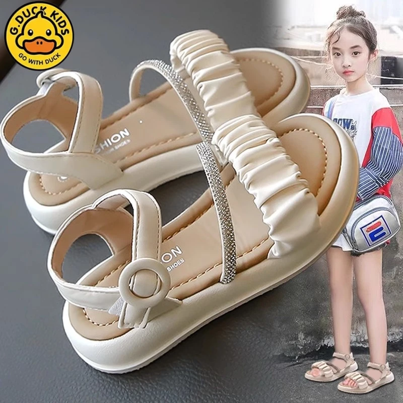 G.DUCK小黄鸭女童凉鞋2024夏款儿童软底中大童女孩洋气公主沙滩鞋