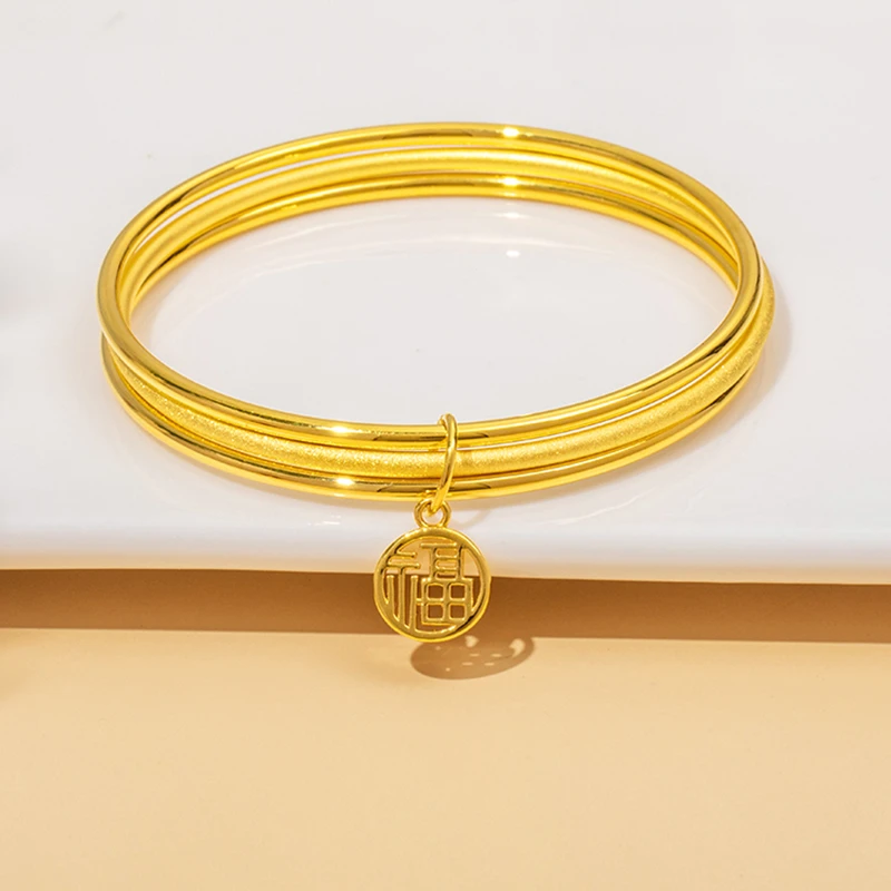 合金手镯 {抖音好物}2024新款三生三世手镯经典金色福字牌不掉色