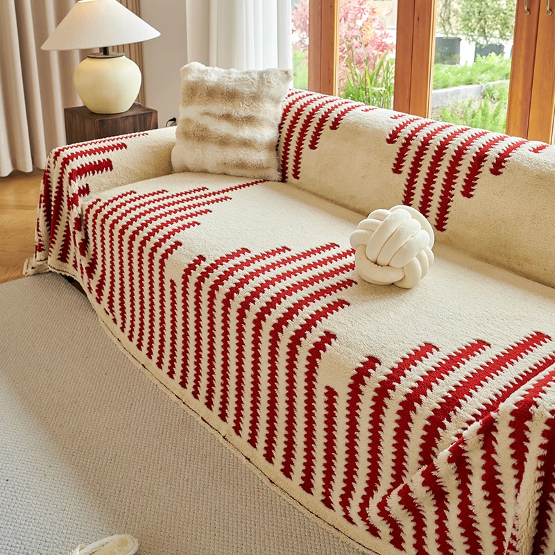 (拾忆)如野舒棉绒沙发盖布巾新款简约防滑防猫抓高级沙发套罩盖巾