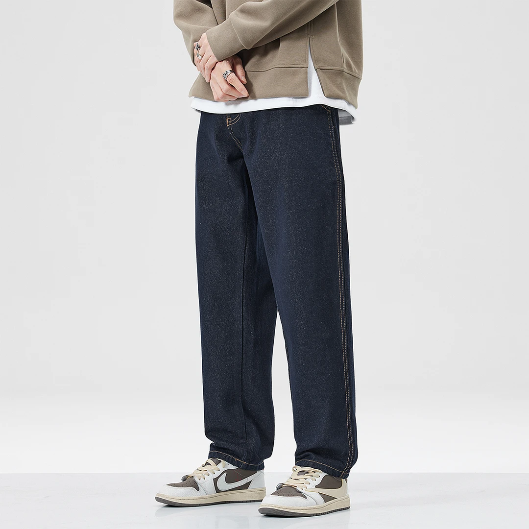 直筒宽松牛仔裤男美式复古阔腿2025新款春秋水洗休闲工装潮牌裤子