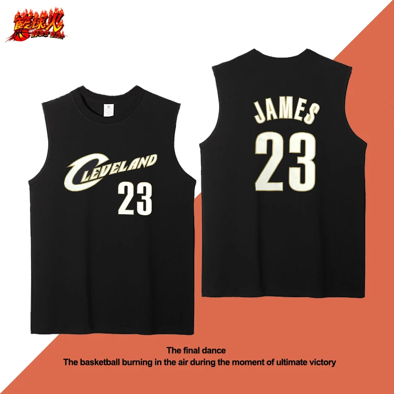 骑士詹姆斯23号篮球背心美式运动无袖t恤纯棉夏季透气宽松训练服
