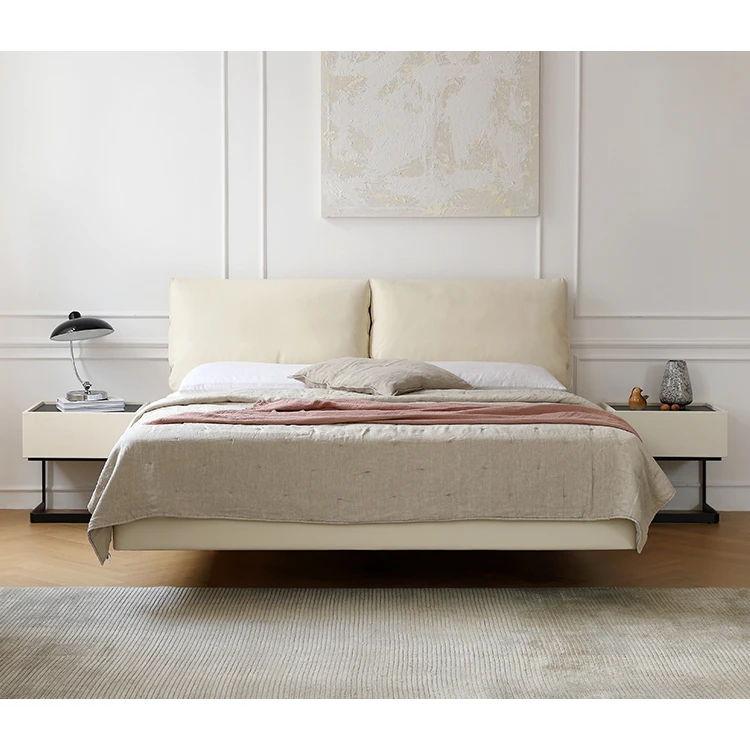 大象耳朵悬浮床设计师款现代简约主卧床1.8米双人真皮床小户型