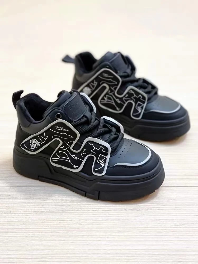 8059  高帮鞋女秋冬加绒保暖平底百搭运动休闲鞋厚底板鞋