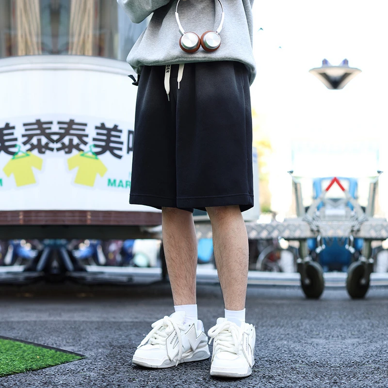 渐变灰巴家休闲短裤男夏季做旧宽松薄款五分裤高级感阔腿运动短裤