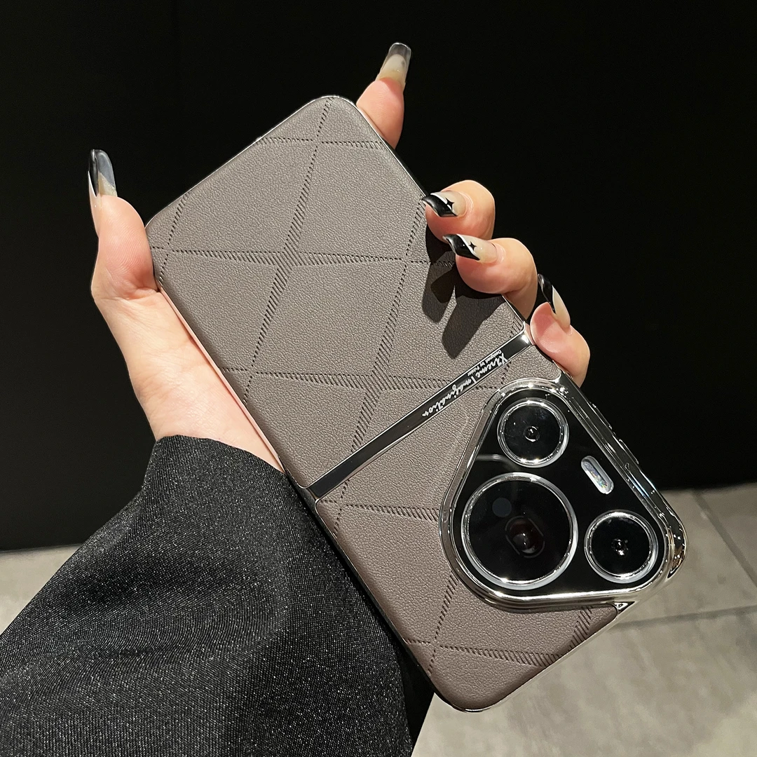 【轻奢星芒素皮+金属镜头圈】适用于华为Pura70Pro+手机壳高端商务