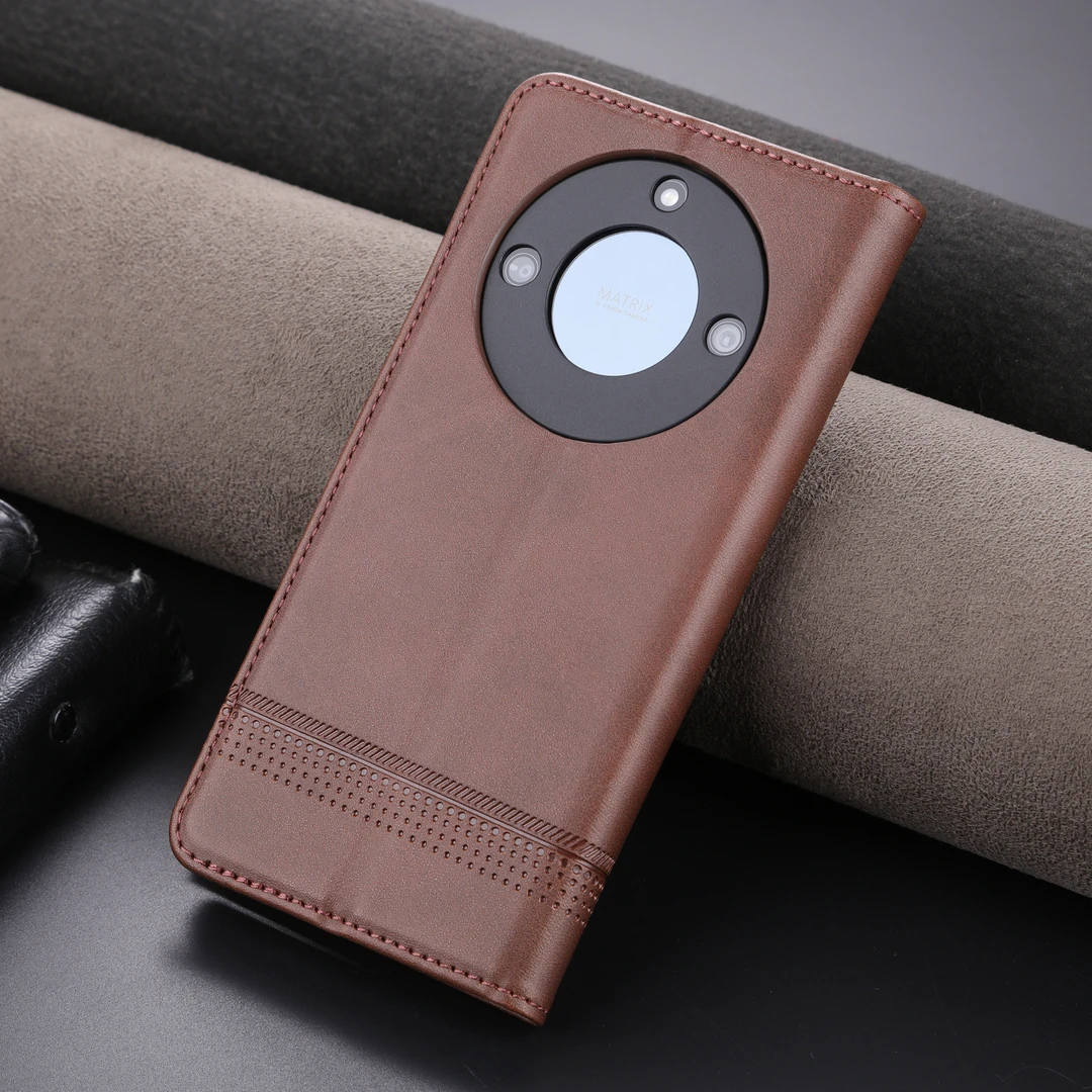 【高档牛纹+磁吸翻盖皮套】适用荣耀X50手机壳商务插卡全包防摔