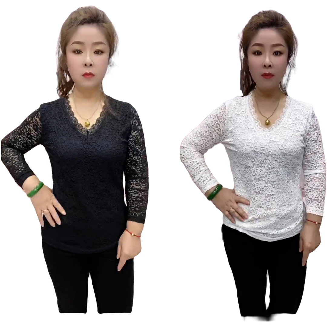 春季新款蕾丝时尚打底衫（黑，白601）