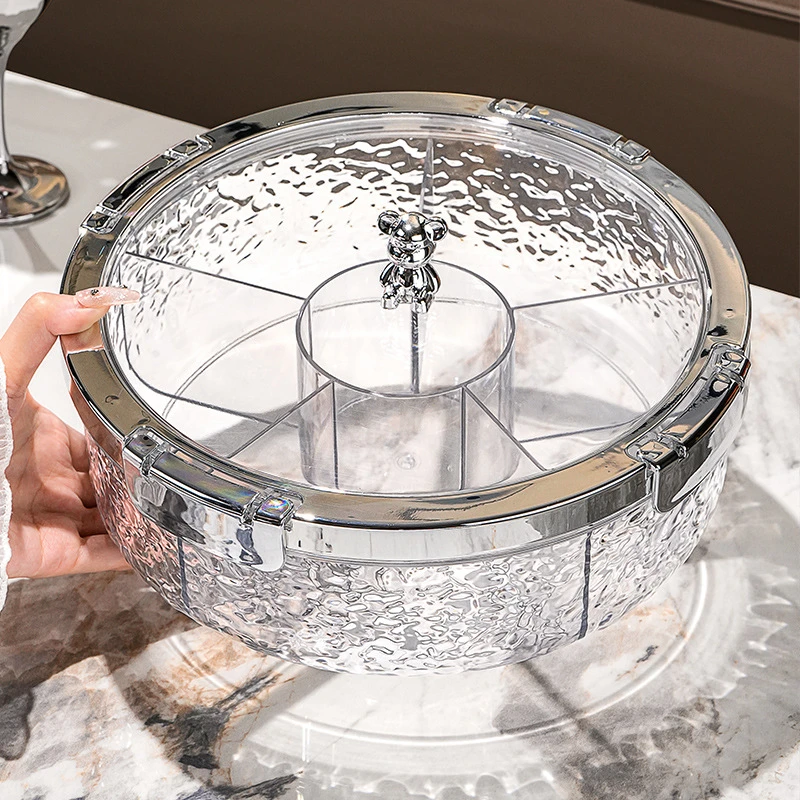 轻奢高档密封干果盘家用客厅带盖零食点心糖果盒过年瓜子坚果盘