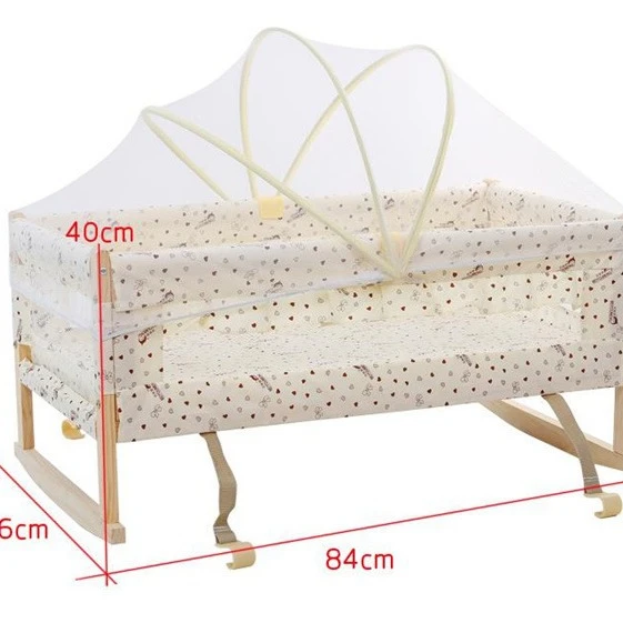 两用挂式实木无漆小摇篮睡篮新生儿新生儿家用简易摇篮床带蚊帐