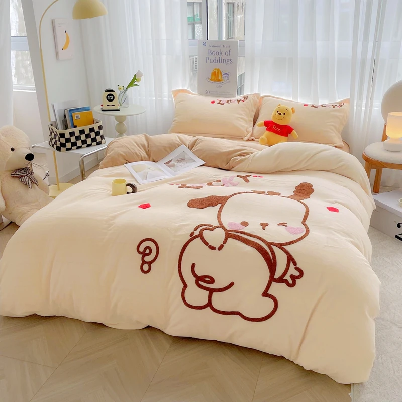 轻奢高端雕花绒加厚床上四件套冬季牛奶绒宝宝绒双面绒被套床单