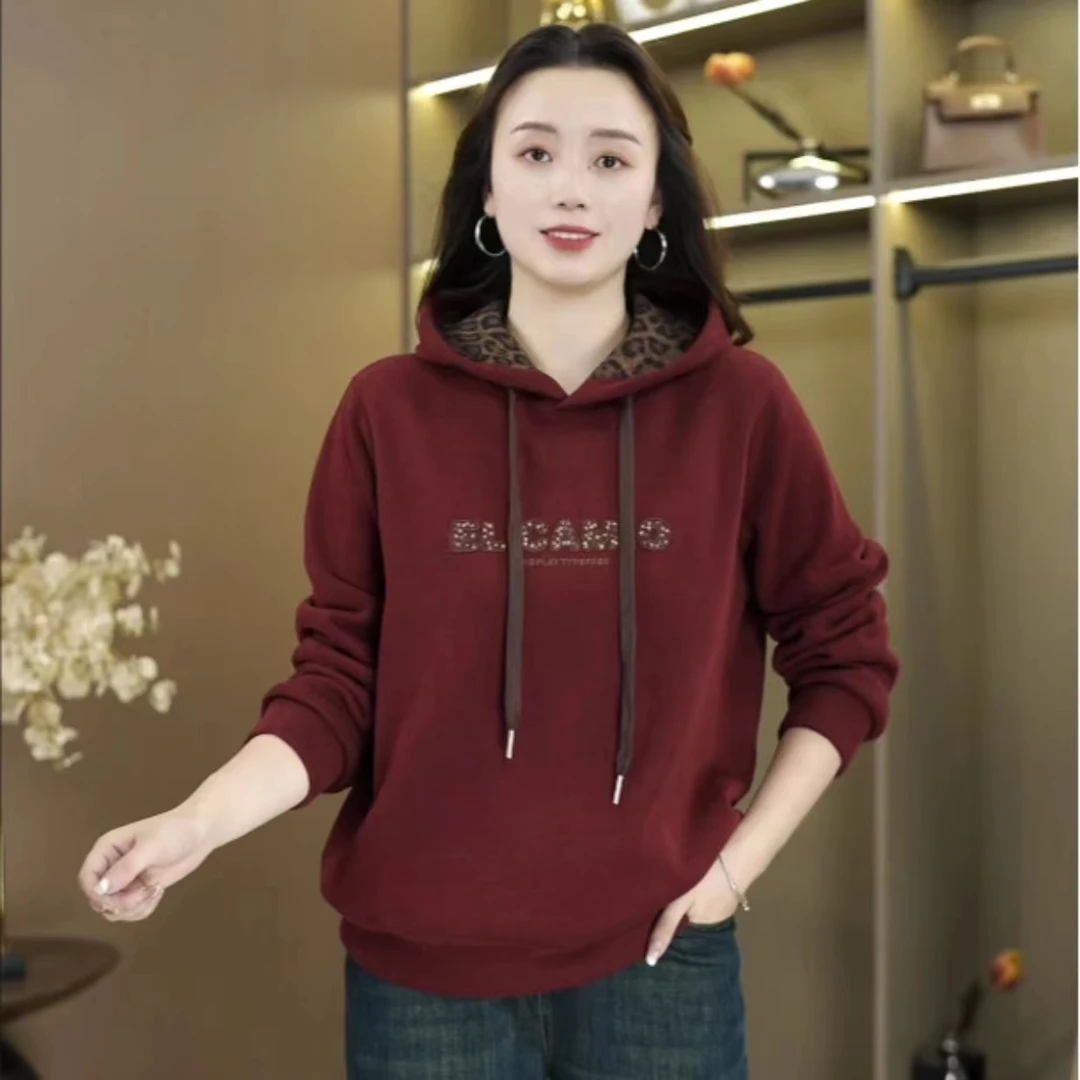 【加绒款豹纹连帽】冬季洋气时尚休闲百搭宽松遮肚子显瘦卫衣女