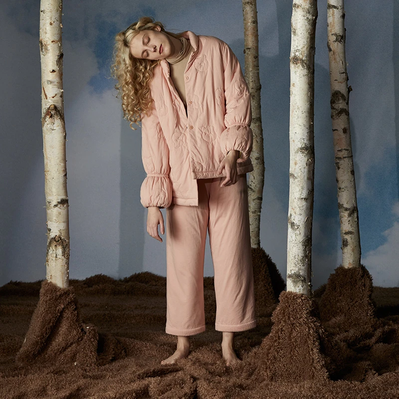 222-173朵朵可可夹棉睡衣女秋冬季新款加绒加厚甜美减龄家居服