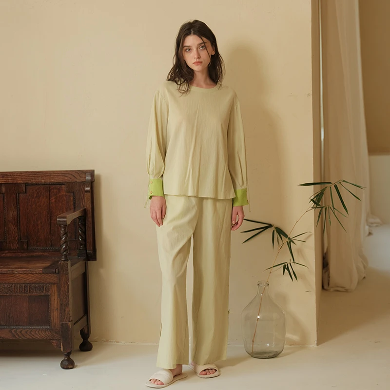 241-008朵朵可可睡衣女2024春季新款纯棉圆领甜美清新长袖家居服