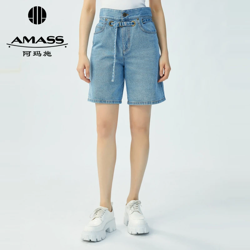 【阿玛施AMASS】 新款爸爸裤直筒韩版牛仔短裤洋气百搭休闲5100323