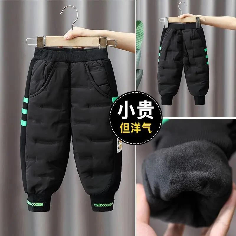 男童一条过冬棉裤儿童夹棉加绒裤子男孩冬季加厚棉加厚防风保暖裤