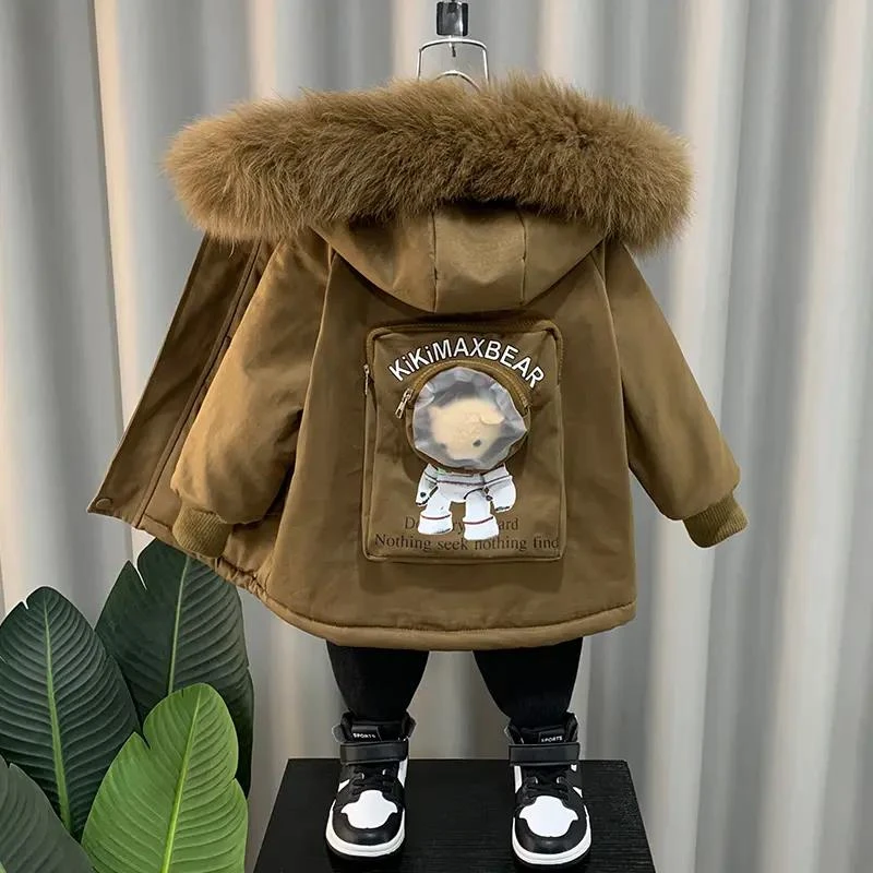 儿童男童棉衣外套冬装2023新款加厚冬季棉服派克服棉袄加绒上衣潮