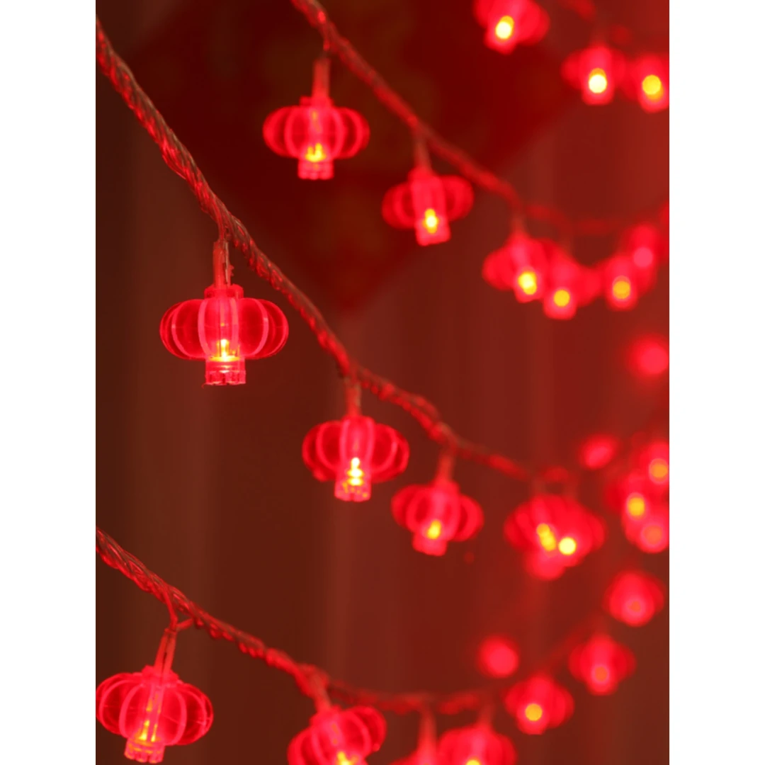 新年装饰灯小红灯笼庭院过龙年氛围布置春节挂件彩灯闪灯灯串阳台