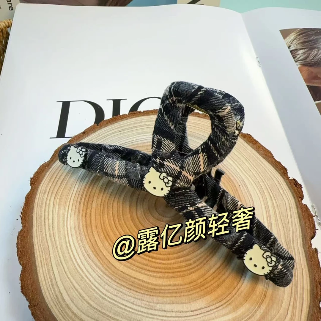 LYY复古格子ins风鲨鱼夹SYJ1102