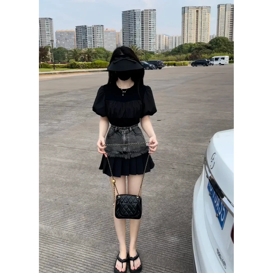 洋气显瘦高腰百褶半身裙