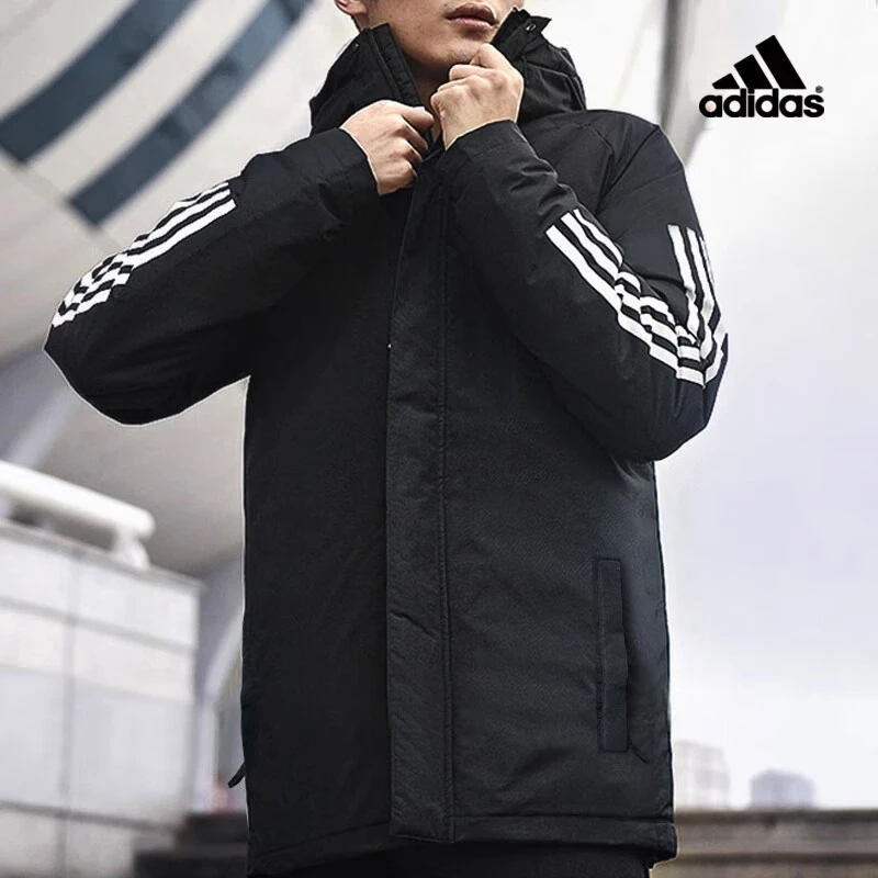 Adidas阿迪达斯棉服男装冬季保暖外套连帽加厚防风上衣夹克运动服