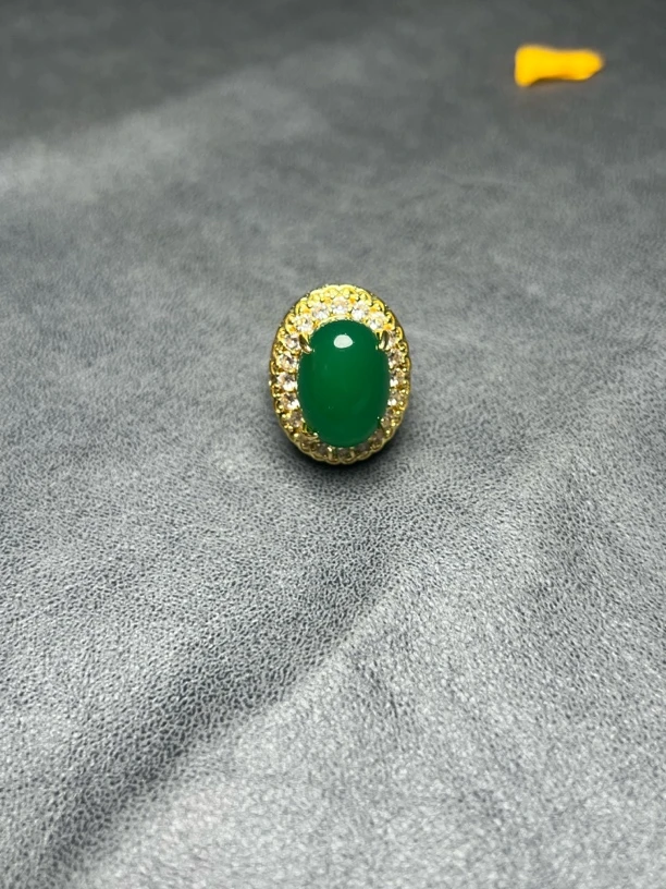 高定蛋面鸽子蛋阳绿戒指卡17