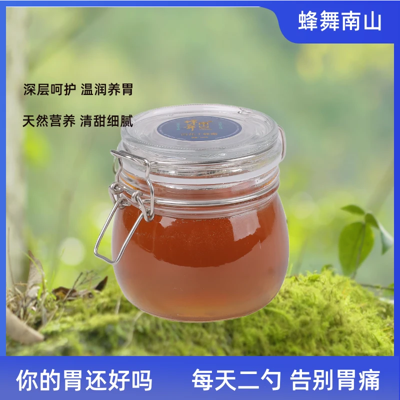 湖南蜂蜜蜂舞南山中华百花土蜂蜜玻璃瓶500克 高活性 新鲜 无添加