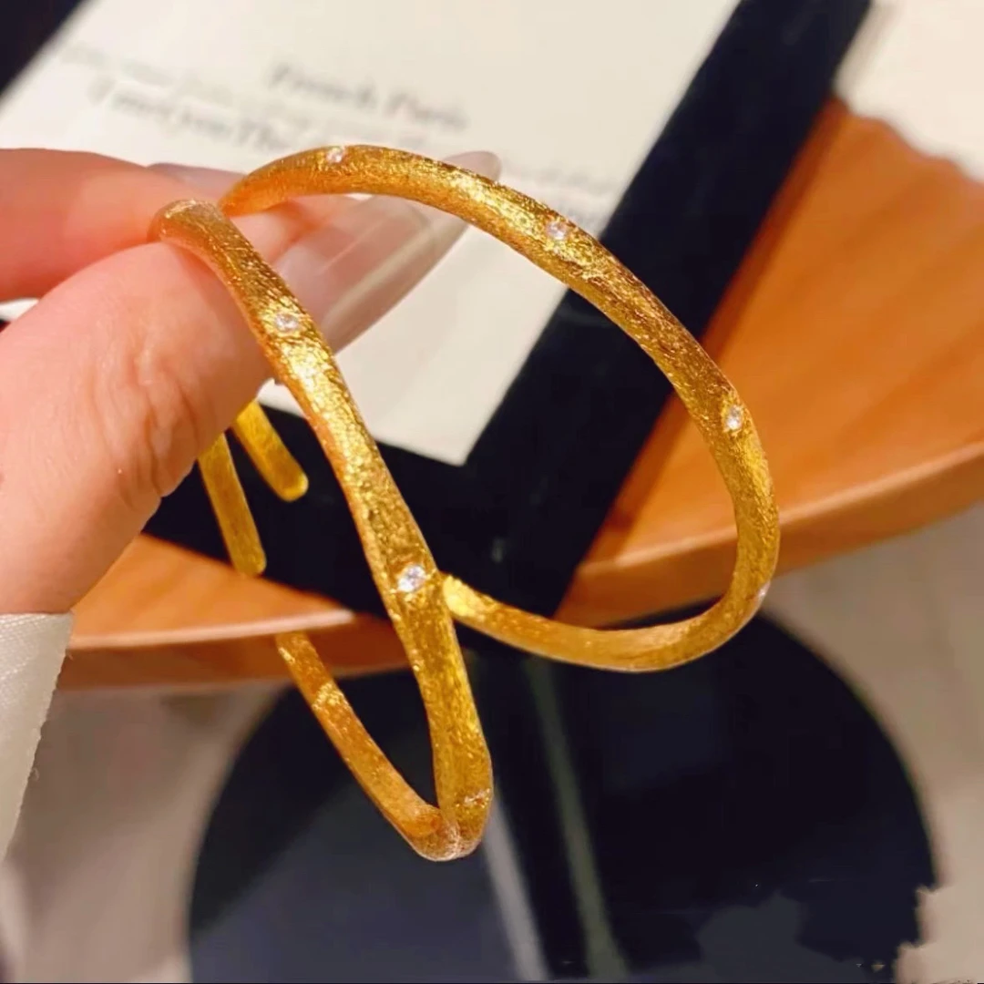 铜合金珐琅手镯 西妃名品  新中式古法錾刻精致拉丝八芒星手镯