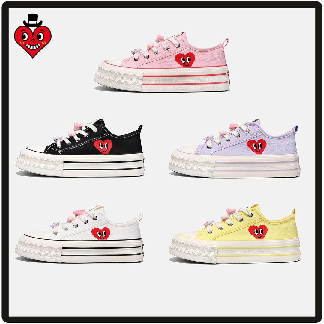 查尔斯桃心-马卡龙厚底帆布鞋时尚百搭低帮潮流