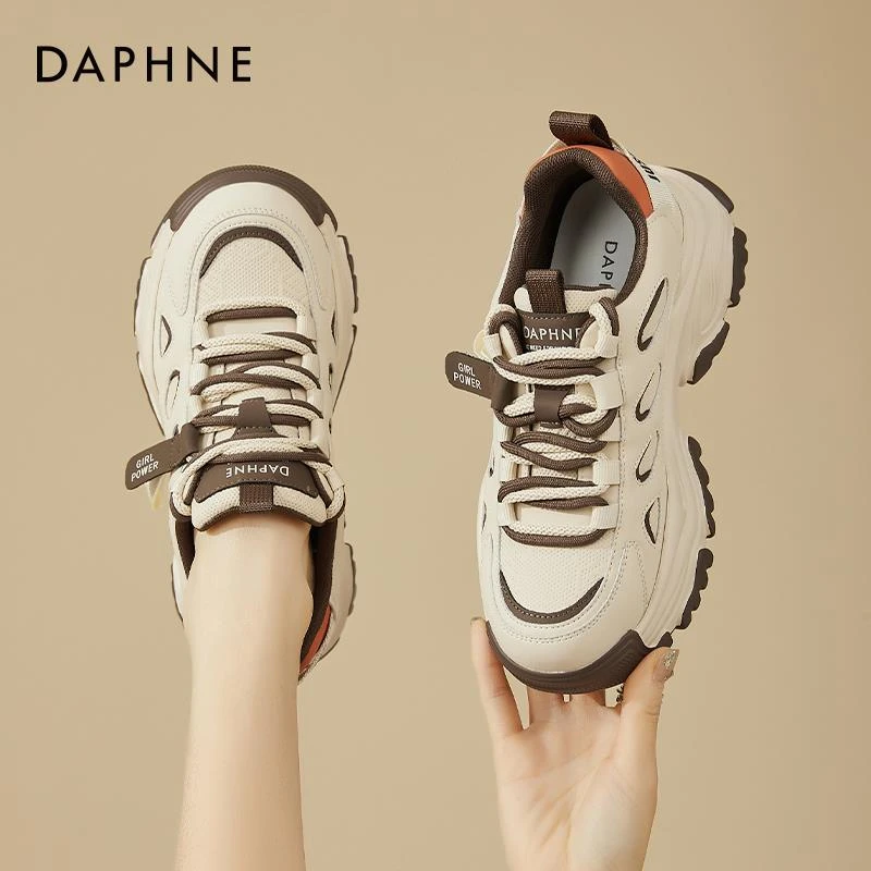 达芙妮厚底系带休闲鞋裤腿裤老爹鞋女款2025爆款女士新款运动鞋