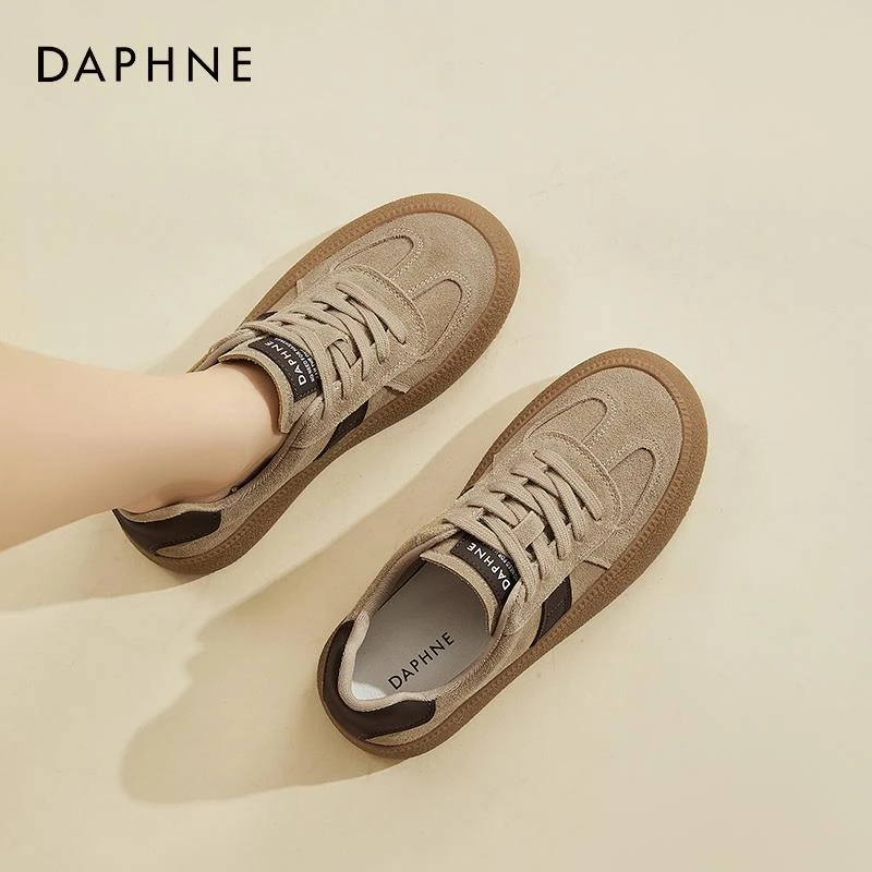 达芙妮板鞋女复古平底2025新款休闲秋季德训鞋女士运动鞋女款鞋子