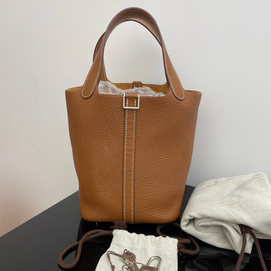 99新 Hermes/爱马仕 p18金棕银扣 D刻 附件:锁钥匙尘袋