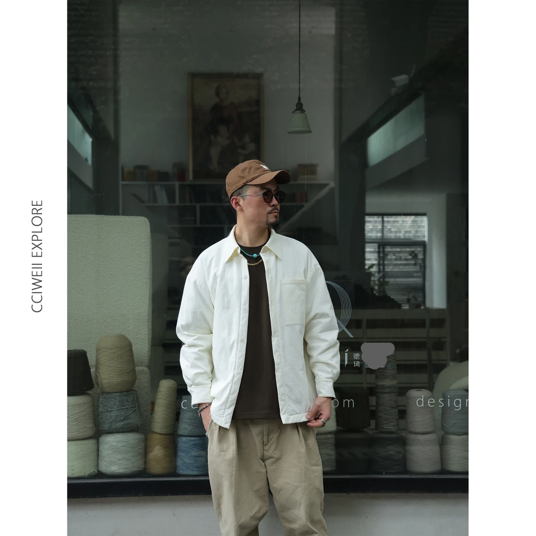 衬衫款棉服男士小棉袄轻薄男士秋冬款夹棉外套