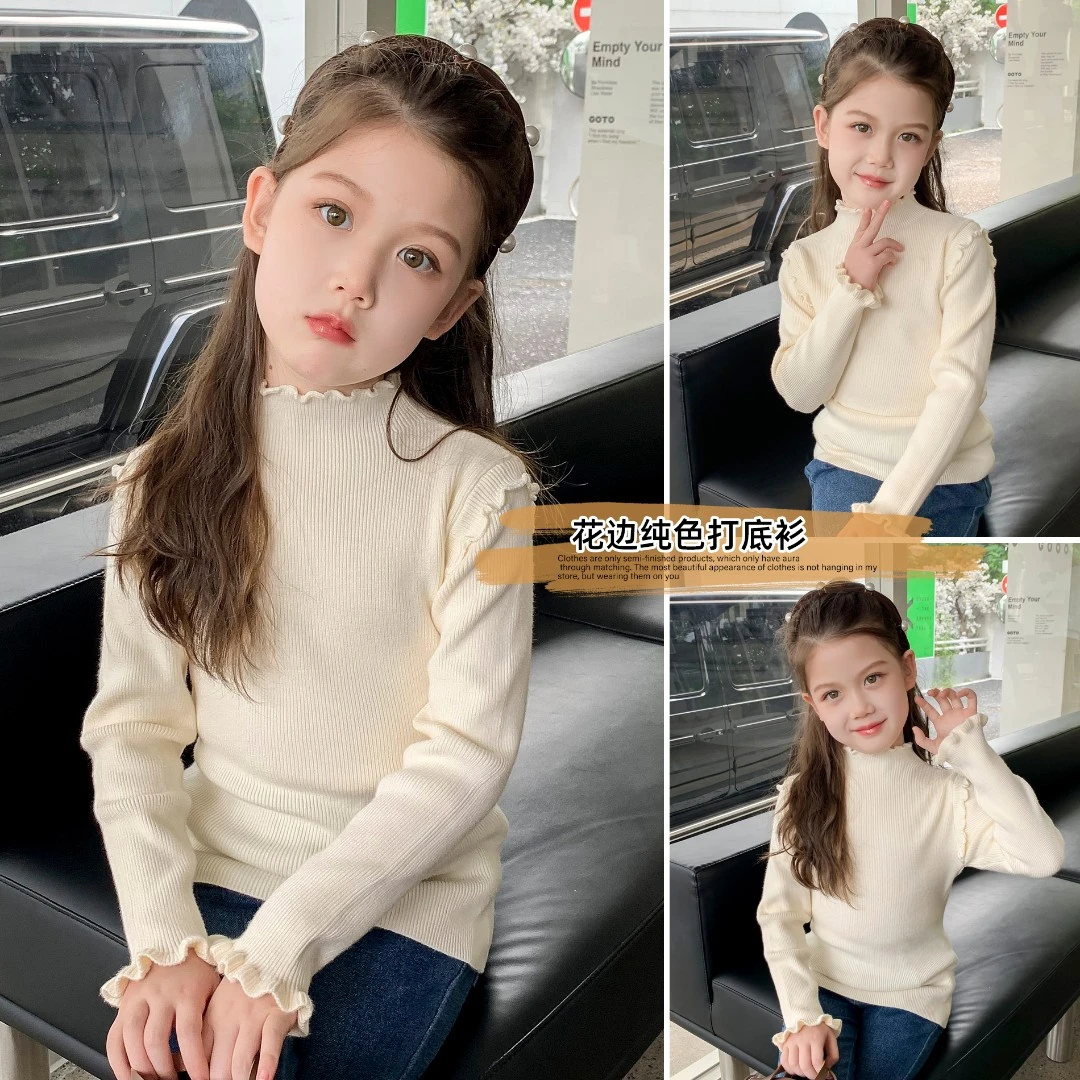 小菲特冬季新款女童装半高领打底衫中大童儿童针织上衣WDYD34832