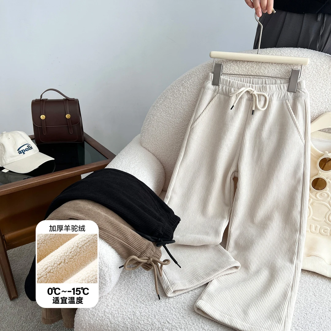 小菲特冬季女童装加绒长裤中大童直筒裤儿童加厚休闲裤JMKD35478