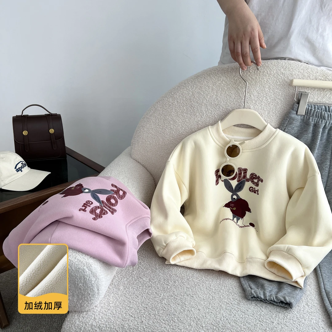 小菲特冬季女宝衣服女童6-12岁中大童加绒上衣儿童卫衣HAYD36286