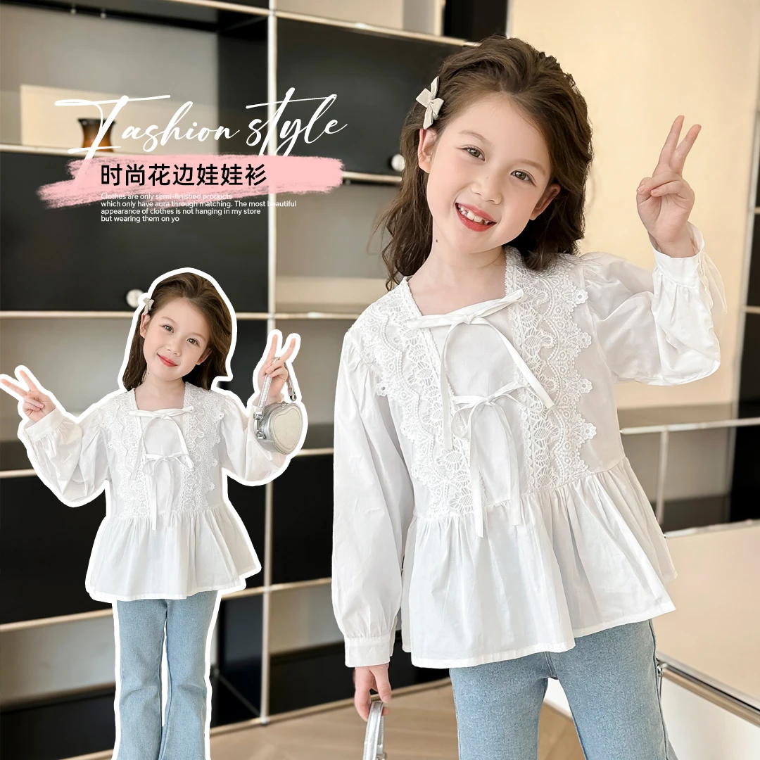 小菲特女童春装时尚娃娃衫中大童儿童衣服女宝长袖上衣HSYC40025